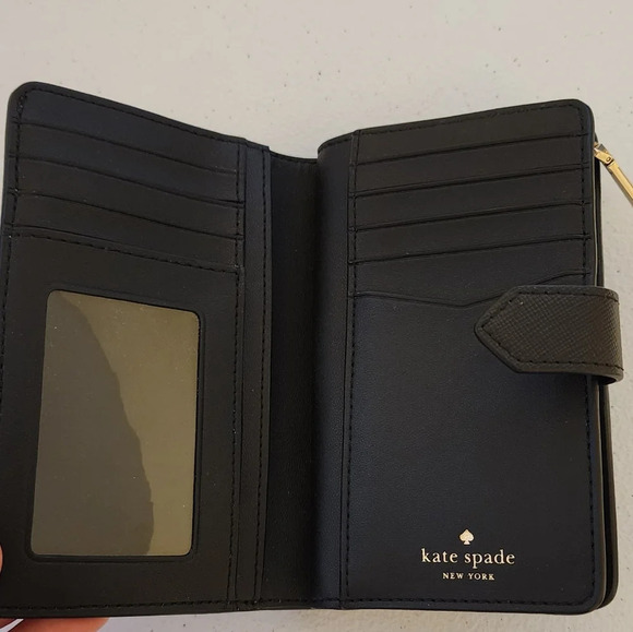 Kate spade Staci Colorblock Small Zip Around Wallet Warm Beige Black - Picture 9 of 9